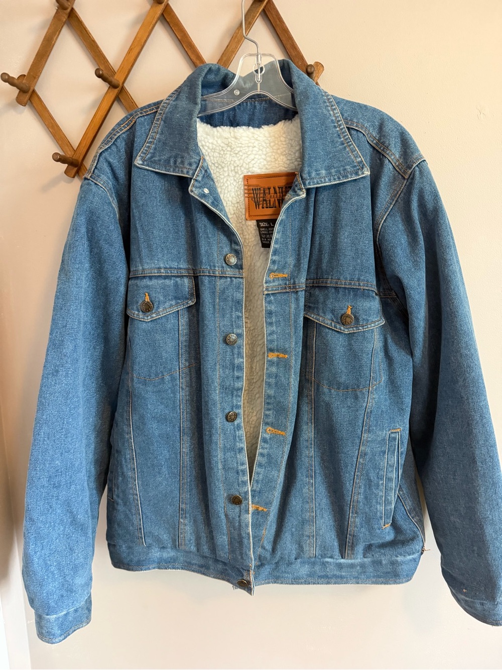 Walnut Creek Sherpa Lined Denim Trucker Jacket Vintage Blue L